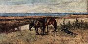 Giovanni Fattori Soldat mit zwei Pferden am Ufer des Meeres china oil painting artist